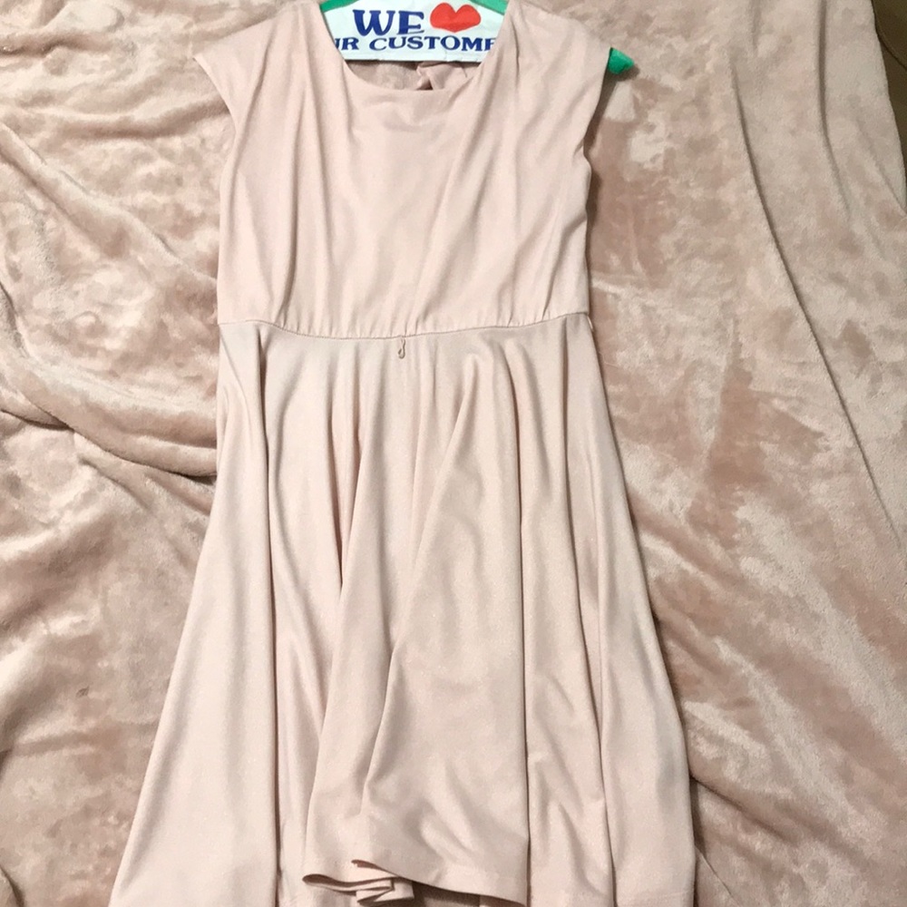 Sparkly Pink Skater Girl Dress w/ Gold Belt